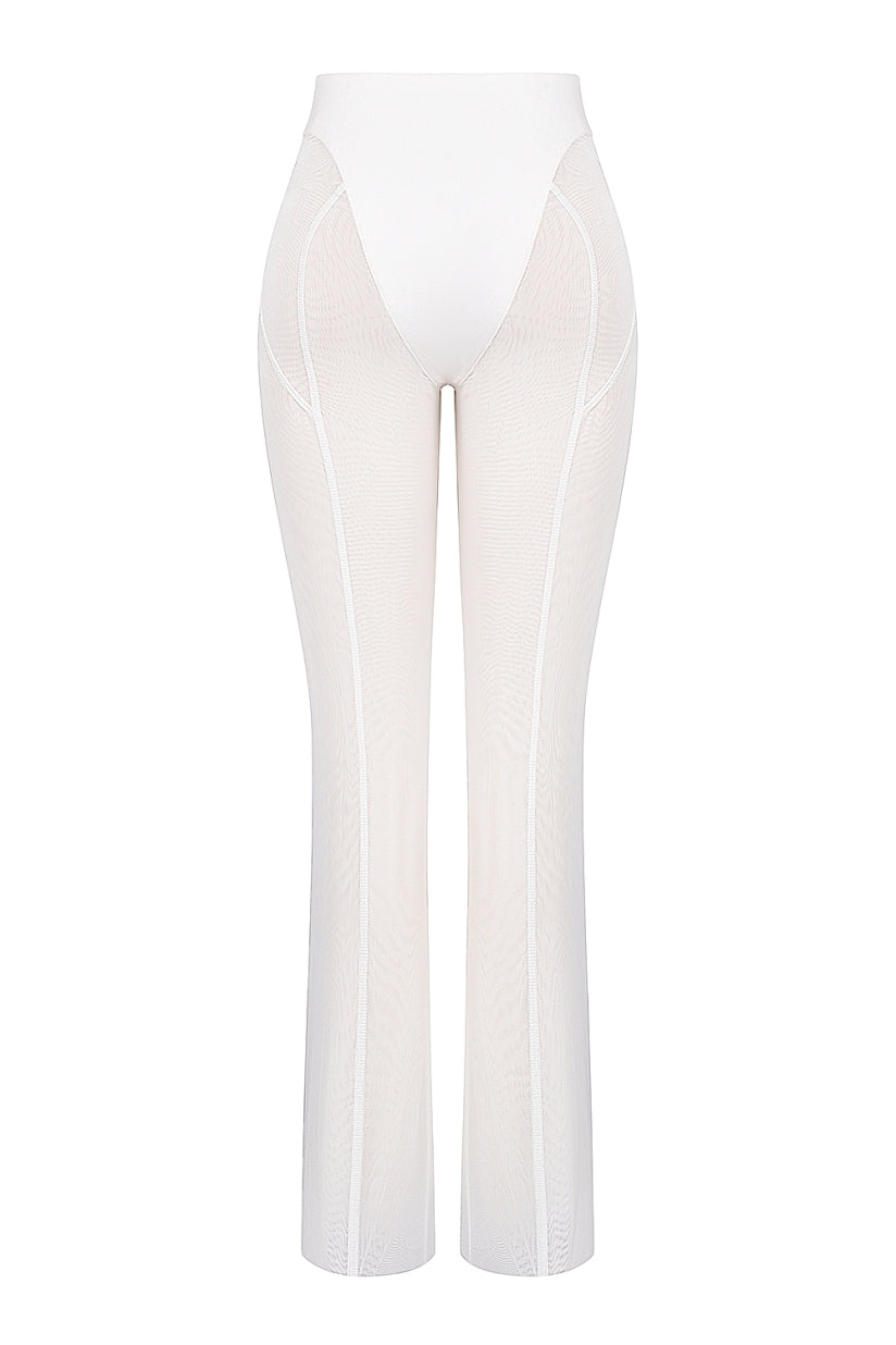White Mesh High Waist Trousers