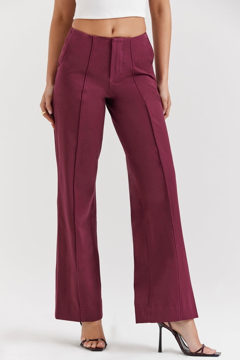 Wine Straight Leg Trousers
