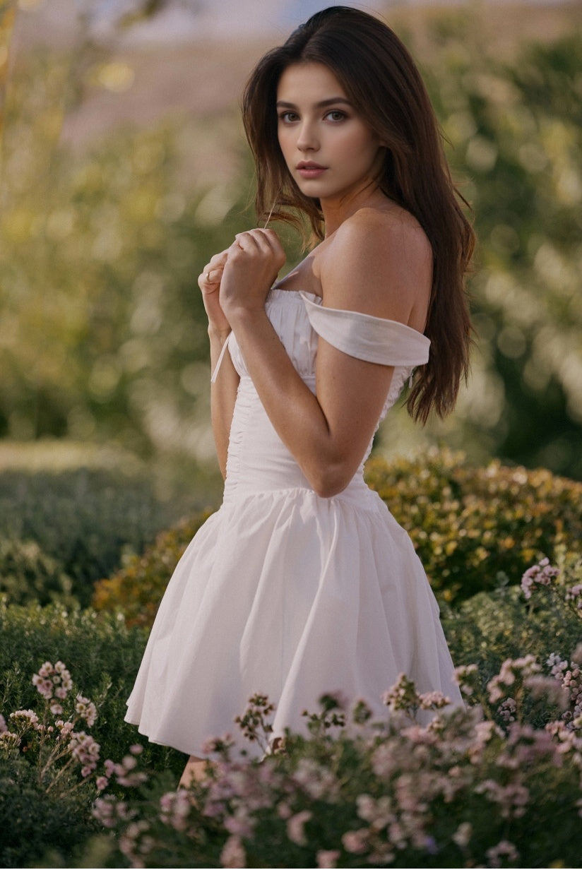 White Cotton Mini Dress With Bloomers