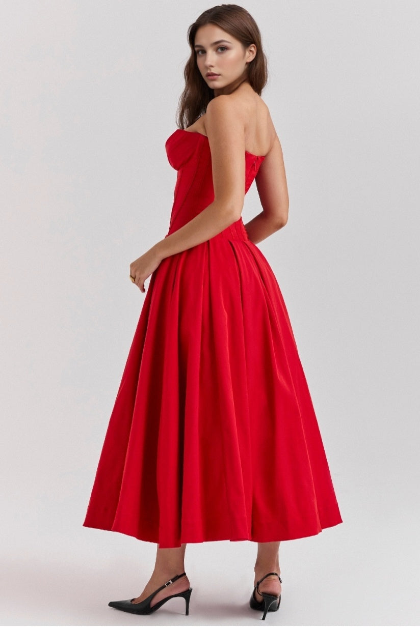 Scarlet Strapless Midi Dress