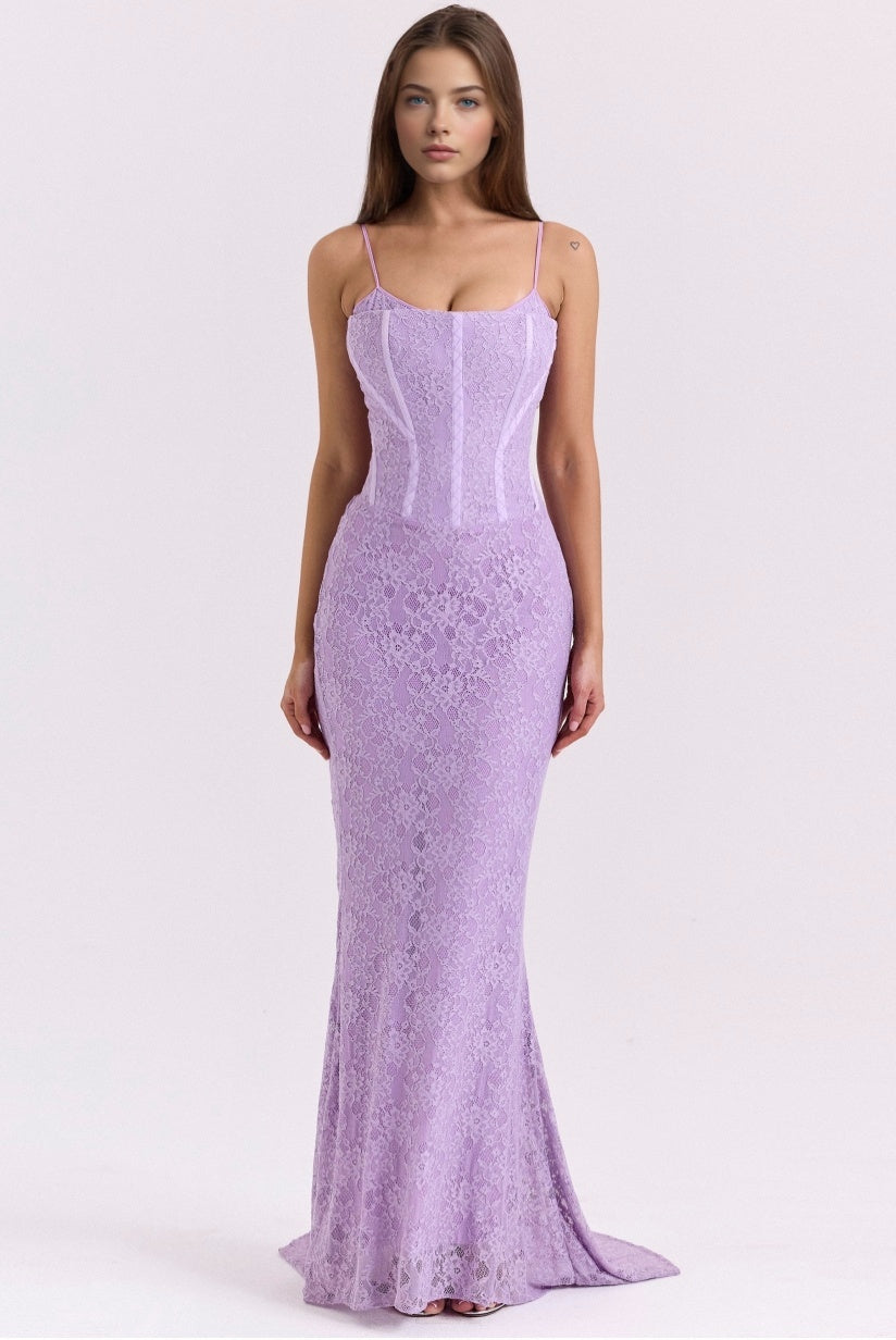 Orchid Lace Corset Maxi Dress