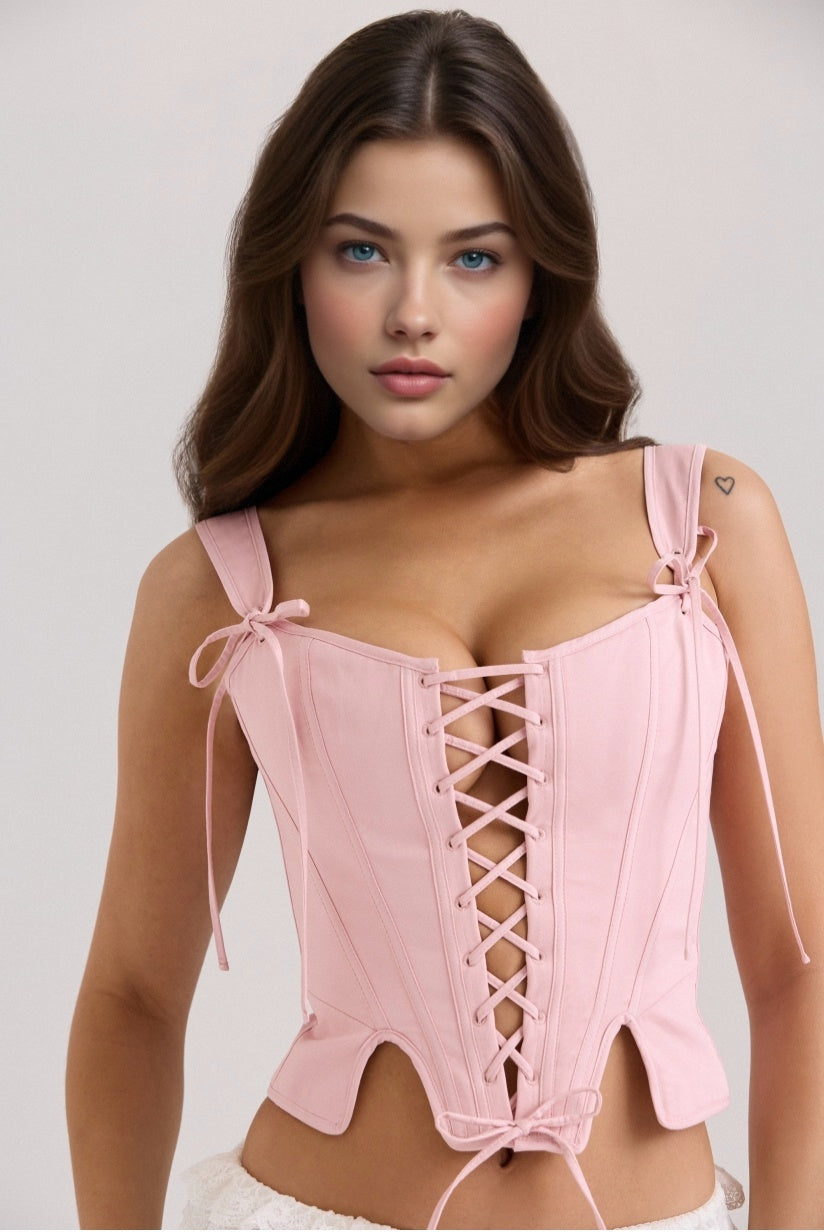 Pink Cotton Corset Top