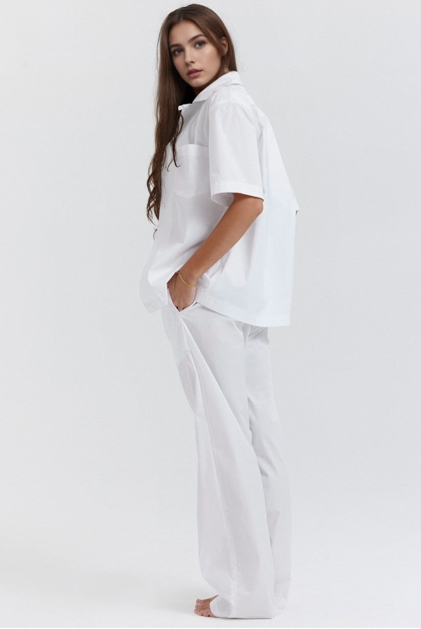 White Relaxed Fit Trousers