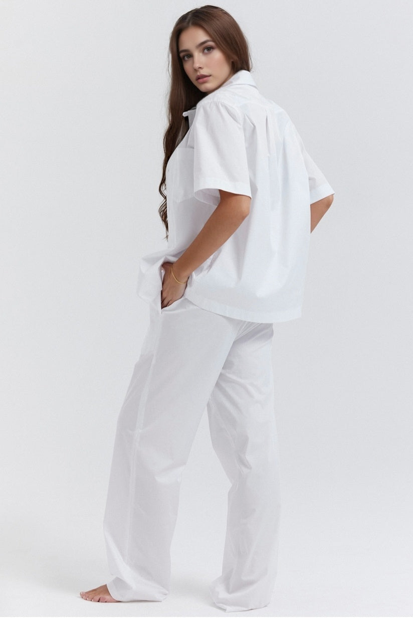 White Relaxed Fit Trousers