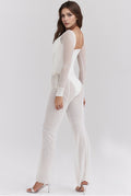 White Mesh High Waist Trousers