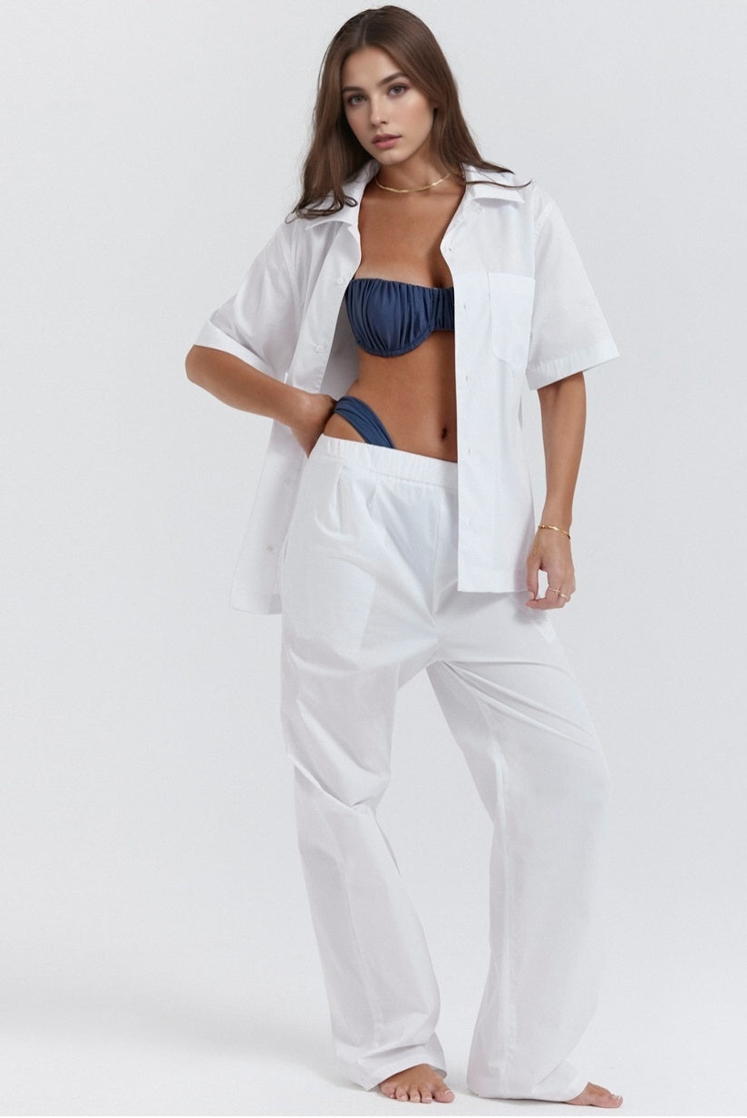 White Relaxed Fit Trousers