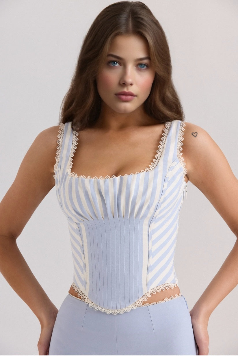 Blue Striped Corset Top