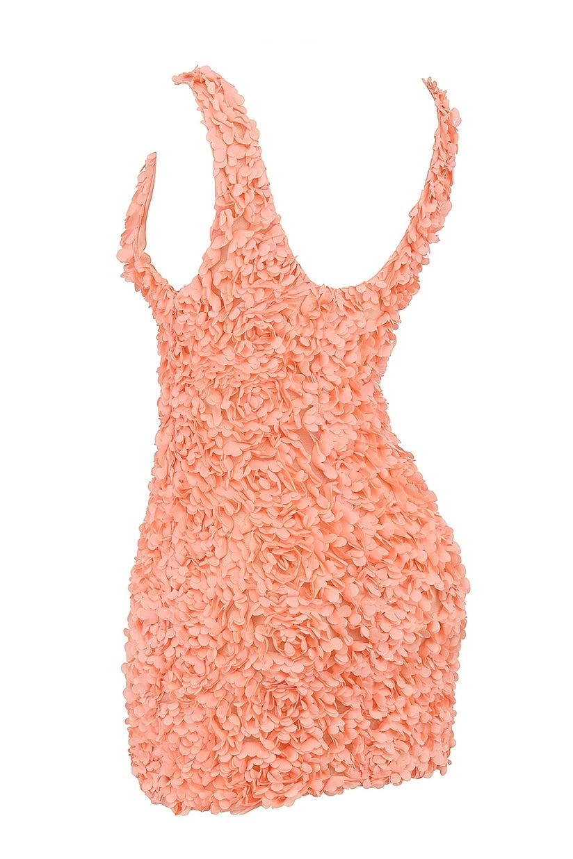 Sorbet Plunge Floral Appliqué Mini Dress