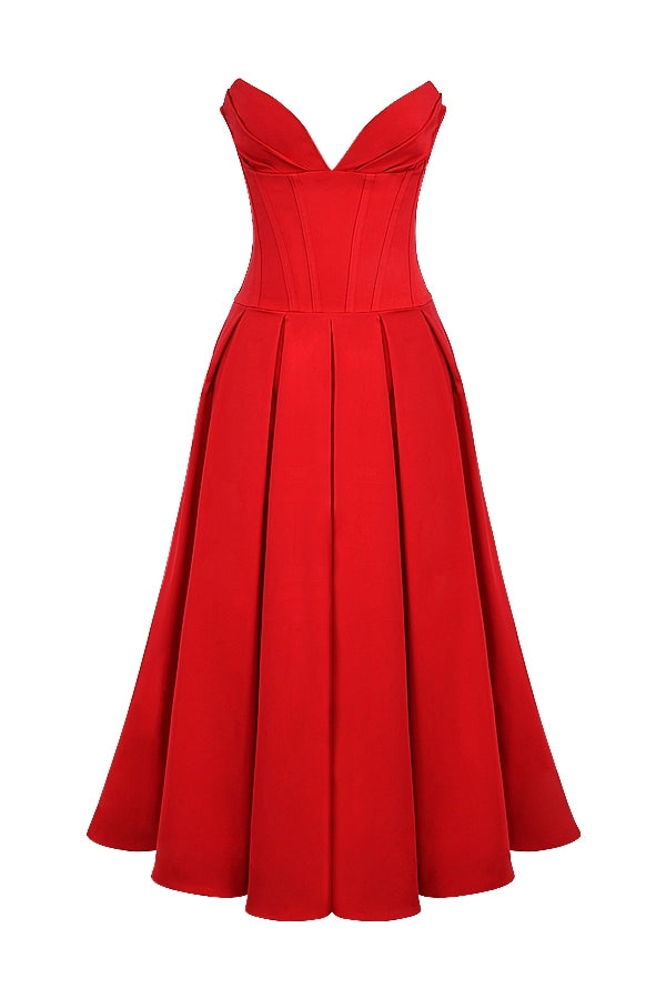 Scarlet Strapless Midi Dress