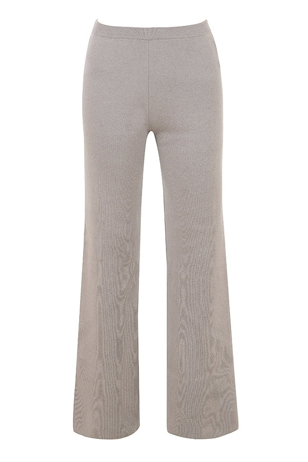 Grey Cashmere Straight Leg Trousers