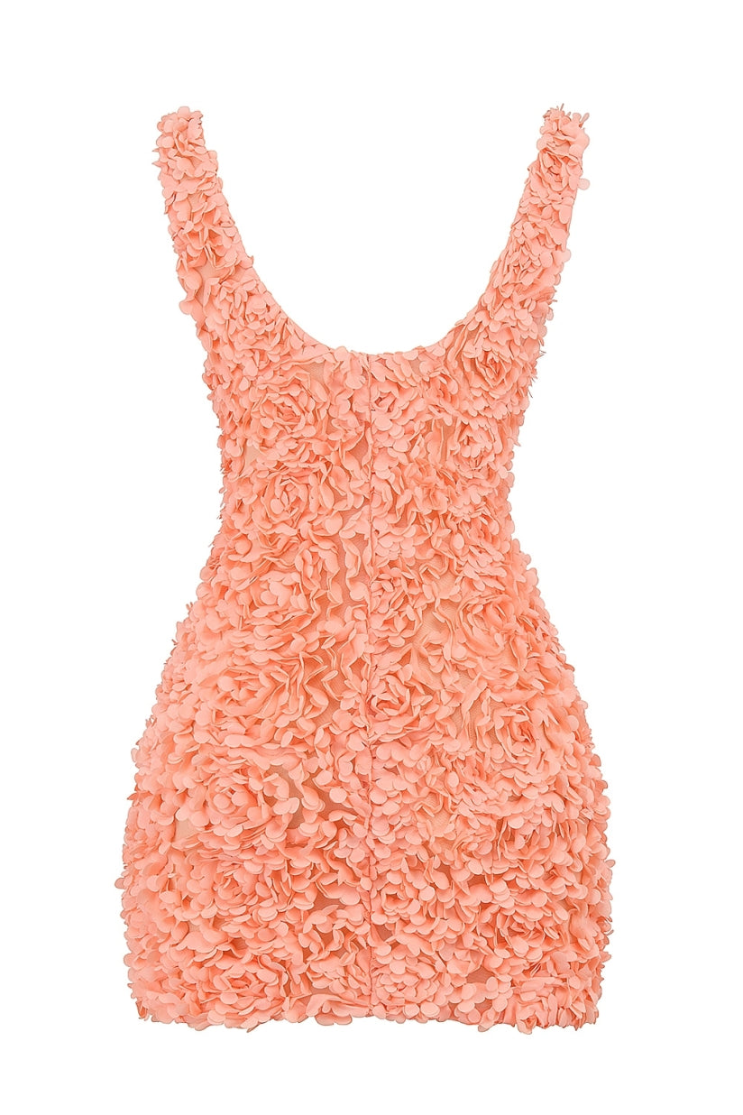 Sorbet Plunge Floral Appliqué Mini Dress