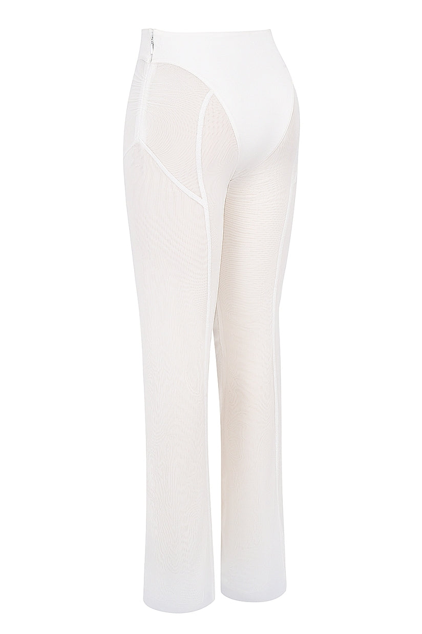 White Mesh High Waist Trousers