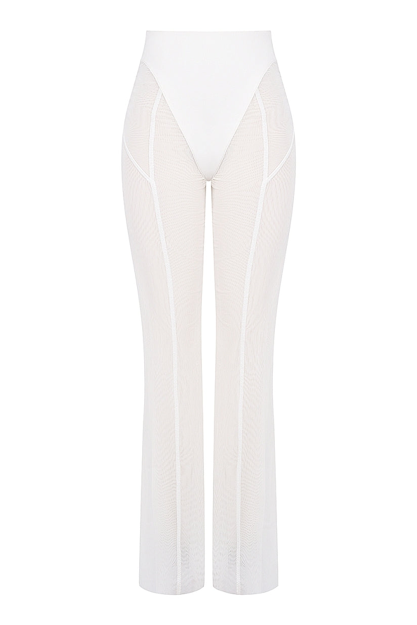 White Mesh High Waist Trousers