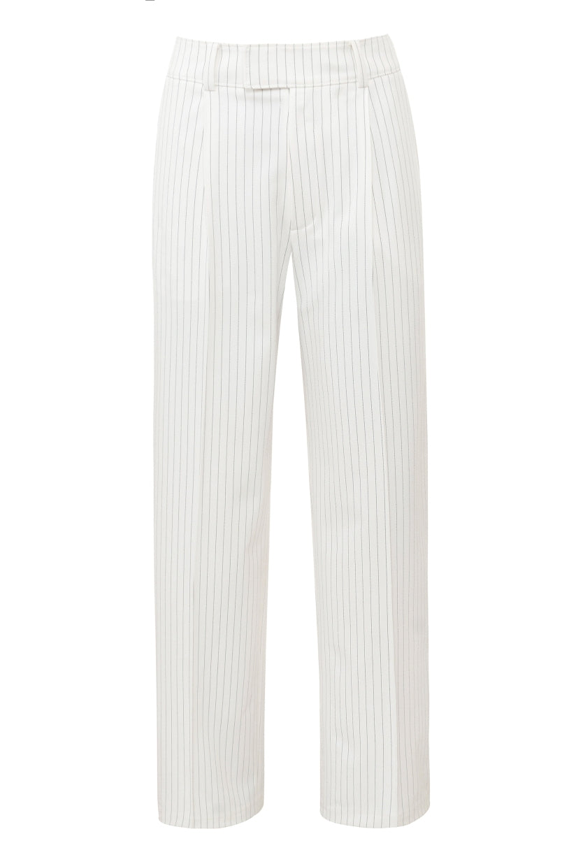 White Pinstripe High Waist Tailored Trousers