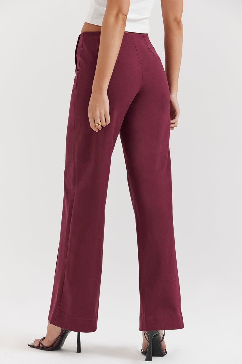 Wine Straight Leg Trousers
